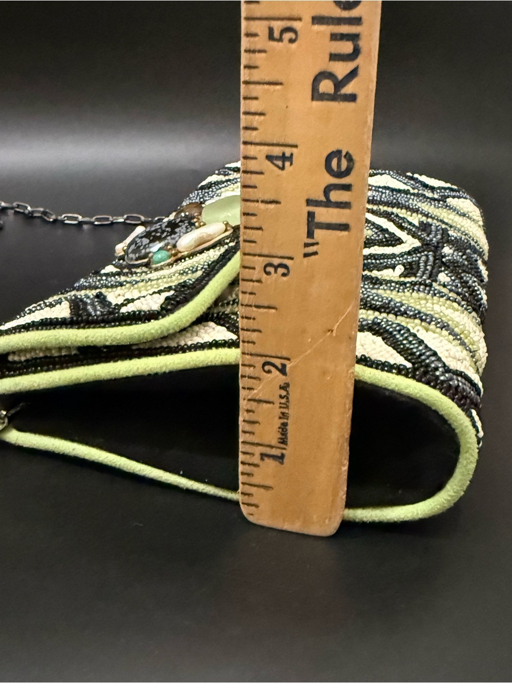 MARY FRANCES Geometric Beaded Natural Gemstones Cluster Embellished Evening Bag - Picture 10 of 16